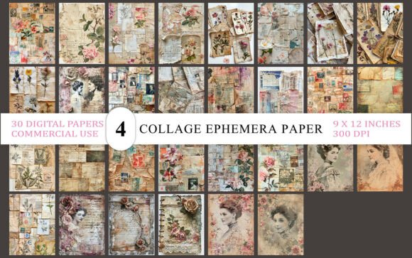 Download Vintage Collage Ephemera Paper Pack - Premium Resources
