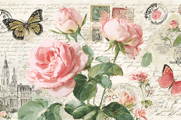 Download Vintage Paris Rose Ephemera Paper - Premium Resources